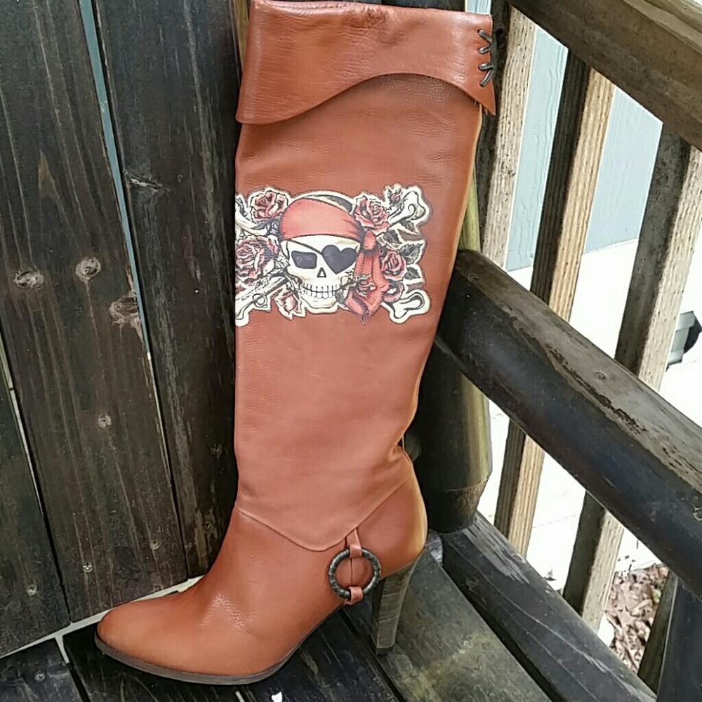 Isabella Fiore Pirate Leather Boot Tall 7.5 Medium - Picture 1 of 8